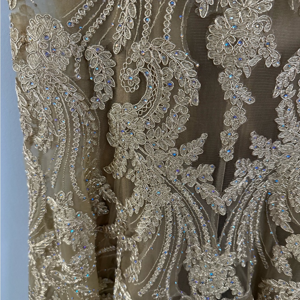 Ellie Wilde Gold Lace Prom Dress - Picture 10 of 15